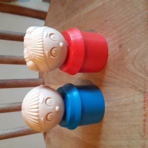 VTG Tuppertoys Tupperware Figures Blue Boy 1735-7 & Red Girl 1735-10 People Toys